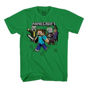 Boys Minecraft Video Game T-Shirt - Black and Green Creeper Face - Official Minecraft Shirt - 1 of 4