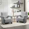 Hyleory Modern Accent Chair, Upholstered Lamb Fleece Frog Armchair for Living Room Makeup Room Bedroom(set of 2) - 2 of 4