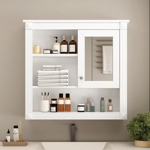 PAGED 29.5" Wall Mounted Bathroom Storage Cabinet Modern Medicine Cabinet with Mirror and Towels Bar, Over Toilet Storage Unit for Room - 1 of 4
