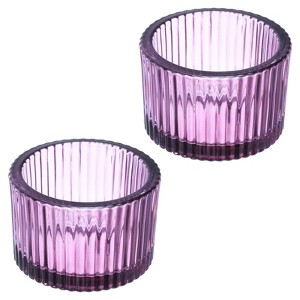 Unique Bargains Glass Table Centerpiece Decor Tea Light Candle Holders 2 Pcs 2.17" - 1 of 4