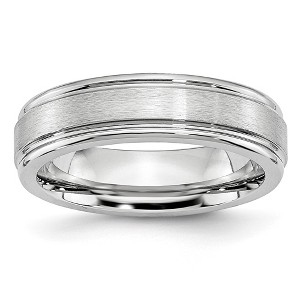 Black Bow Jewelry 6mm Cobalt Satin Finish Grooved Edge Standard Fit Band - 1 of 4