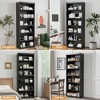62" Black Wood Grain Doorless Decorative Storage Cabinet Bookcase - 2 of 4