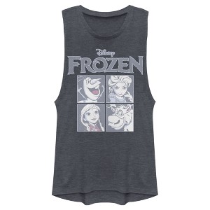 Juniors Womens Frozen Character Squares Festival Muscle Tee - 1 of 3