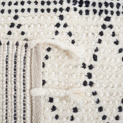 Black and Ivory Hand-Tufted Wool 8' x 10' Shag Rug