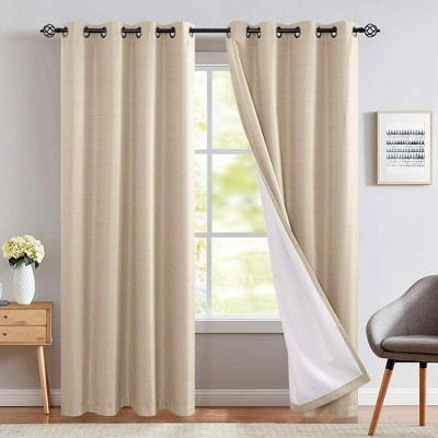 JINCHAN Moderate Polyester 50 x 84 Inch Grommet Top Lined Thermal Blackout Window Curtains for Bedroom or Living Room, Beige (2 Panels)