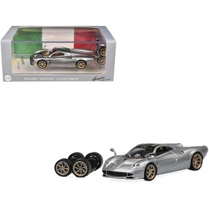 Pagani Huayra Codalunga Silver Metallic with Sunroof and Extra Wheels 1/64 Diecast Model Car by CM Model - 1 of 4