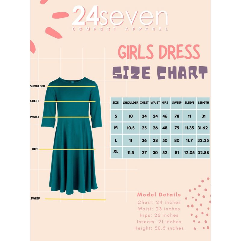24seven Comfort Apparel Knee Length Fit and Flare Girls Comfortable Party Dress, 4 of 5