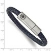 Black Bow Jewelry Stainless Steel & Blue Leather Antiqued Compass I.D. Bracelet, 8 Inch - 4 of 4