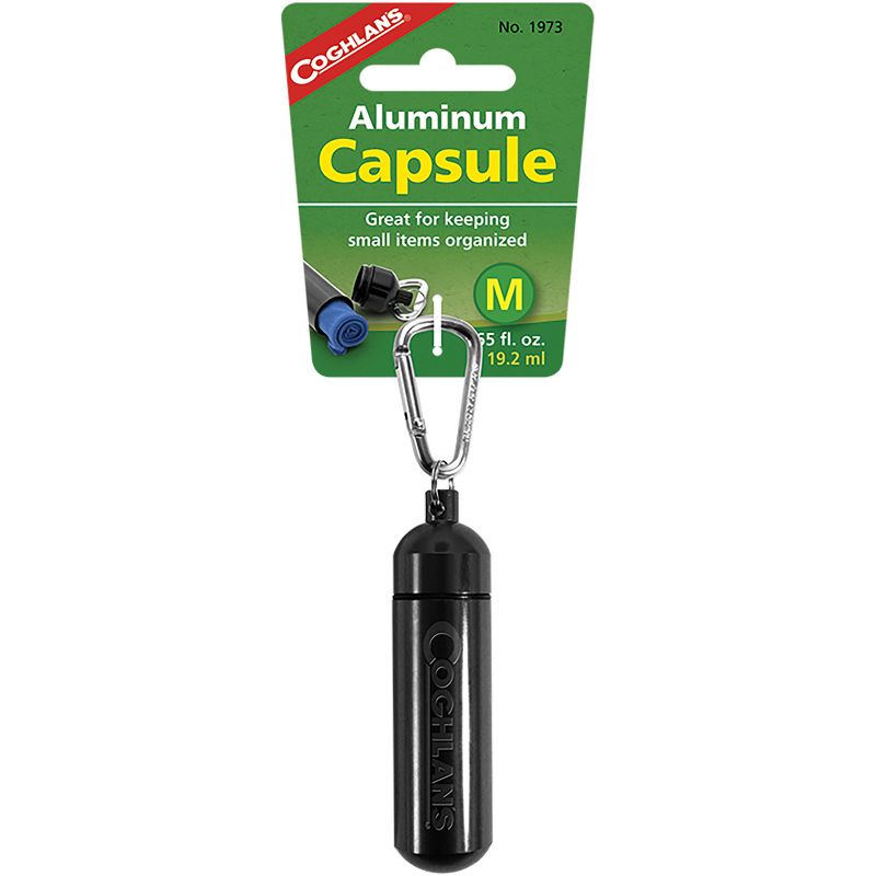 Coghlan's Aluminum Capsule with Carabiner, Watertight Seal, Container Storage, 1 of 3