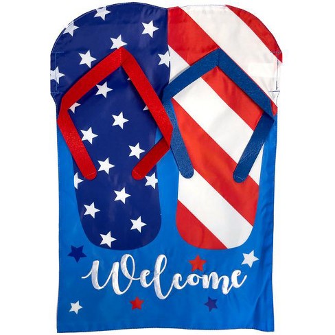 Patriotic Flip Flops Summer Applique House Flag 28 X 40 Briarwood Lane :  Target