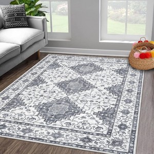 Washable Runner Rug, Vintage Printed Hallway Carpet, Non-Slip Low Pile Soft Oriental Accent Rug for Kitchen, Entryway, Laundry, - 1 of 4