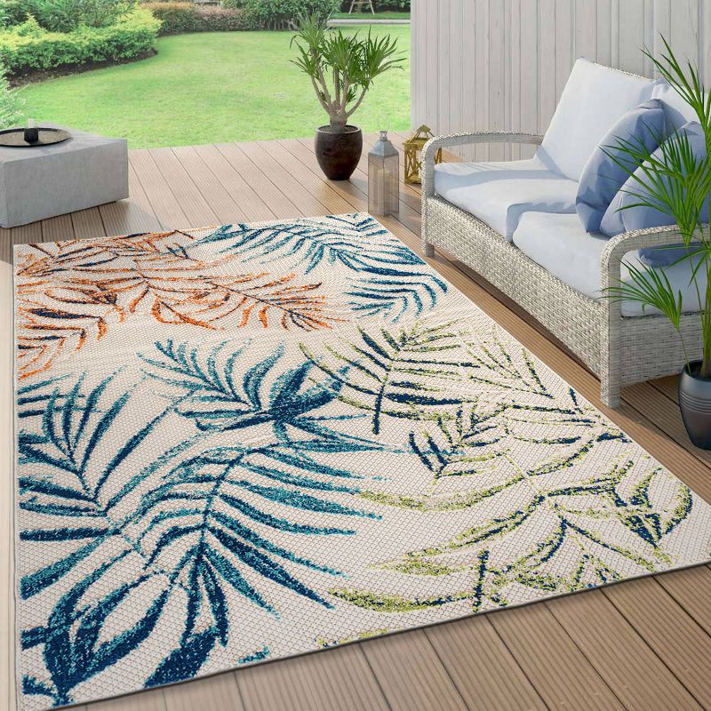 World Rug Gallery Bahama Palm Frond Floral Indoor/Outdoor Area Rug, 2 of 11