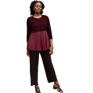 Jessica London Printed Yoke Trapeze Tee - 1 of 2