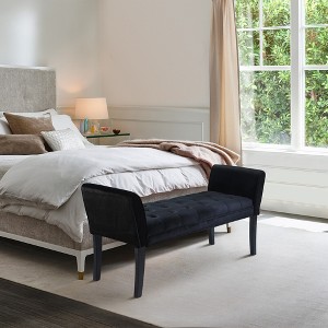 Airsurfer 18" Bench with Arms in Black Velvet - 1 of 4