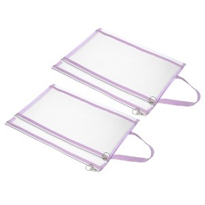 Unique Bargains Nylon Document Office Supply Zip Pouch with Handle 2 Pcs - 1 of 4