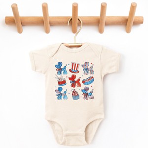 The Juniper Shop Patriotic Balloon Animal Chart Baby Short Sleeve Bodysuit - NB - Natural - 1 of 4