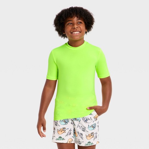 Детские купальники Cat & Jack Boys' Rash Guard Tops - Cat & Jack™ Lime L