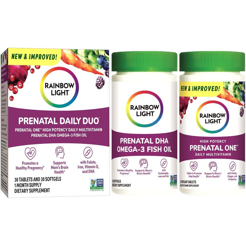 Rainbow Light Prenatal Daily Duo Multivitamin Dietary Supplement Tablets and Softgels - 60ct, 4 of 16