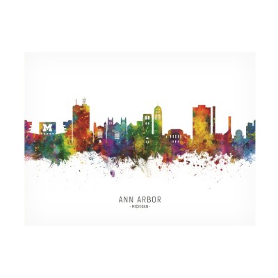 Trademark Fine Art Michael Tompsett 'Ann Arbor Michigan Skyline Named' Canvas Art