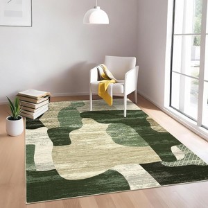 Acekool Modern Abstract Area Rug, Washable Non-Slip Low Pile Carpet, Foldable Thin Contemporary Floor Mat for Living Room Bedroom Office - 1 of 4