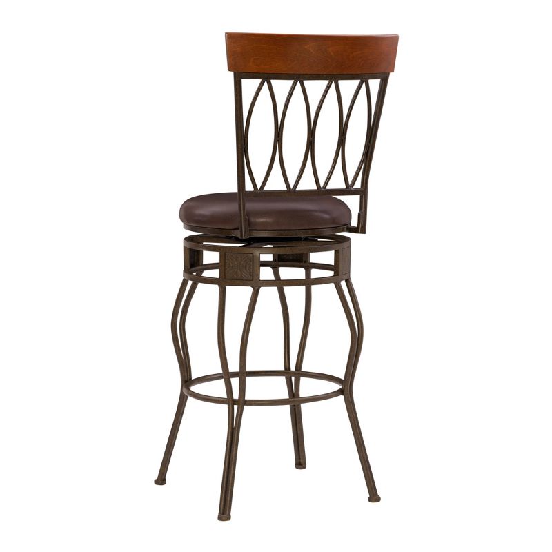 30&#34; Flynn Faux Leather Padded Swivel Seat Barstool Bronze - Linon, 6 of 13