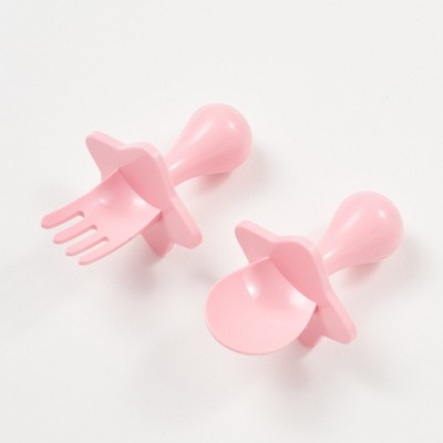 Nooli Baby and Toddler First Self-Feeding Utensils, BPA Phthalates-Free, Dishwasher and Sterilizer Safe, Pink