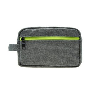 The Hudson - Grey Textured Cosmetic Bag with Colored Zipper by Youzey - 1 of 4