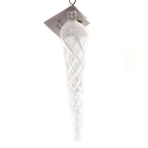 Golden Bell Collection 5 25 White Glittered Icicle Ornament Christmas Winter Tree Ornaments Target