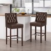 High Bar Stool Set Of 2,Armless Upholstered Bar Stool ,Kitchen Chairs With Wood Legs Footrest,Counter Reception Chair Tufted Back-Cuddlewood - 2 of 4
