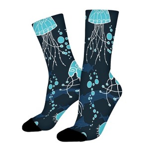 Marine Life Women Printed Crew Socks Funny Funky Socks Soft Polyester Novelty Gifts for Artists Men - 1 of 1