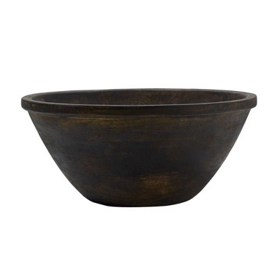 Fitz and Floyd Austin Craft 10.5" Mango Wood Bowl - 3 Quarts, Espresso Brown, For Mixing, Serving, and Kitchen Display