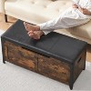 Storage Bench, Retro Wooden Storage Chest with 2 Safety Hinges, Loads 300 lb, Storage Ottoman Bench for Bedroom Living Room, Rustic - 3 of 4