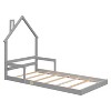 CAVINAS Twin Size Wood Montessori Bed with House-Shaped Headboard,Modern Floor Bed with Slats and Handrails,Toddler Bed for Bedroom - 4 of 4
