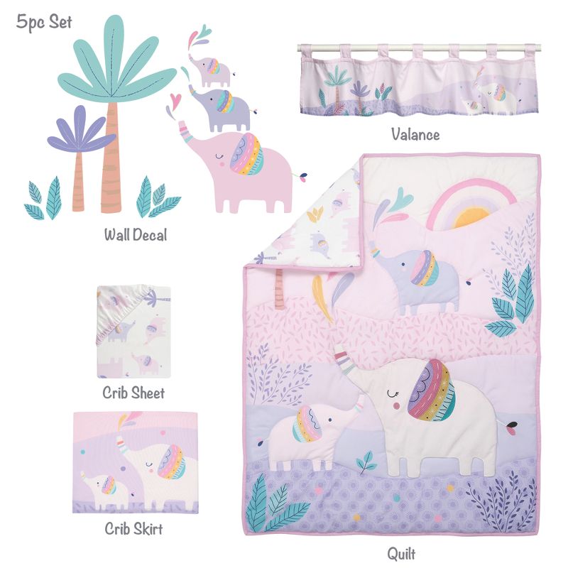 Bedtime Originals Elephant Dreams 5-Piece Nursery Baby Crib Bedding Set, 2 of 11