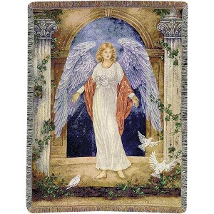 Faith and Protection Tapestry Throw – Guardian Angel Cotton 51x68 inch by Manual Woodworkers and Weavers - 1 of 3