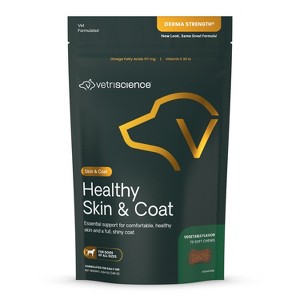 VetriScience Healthy Skin & Coat Chews for Dogs, Immunity and Itchy Skin Supplement, Salmon Flavor, 70 Count Bag - 1 of 3