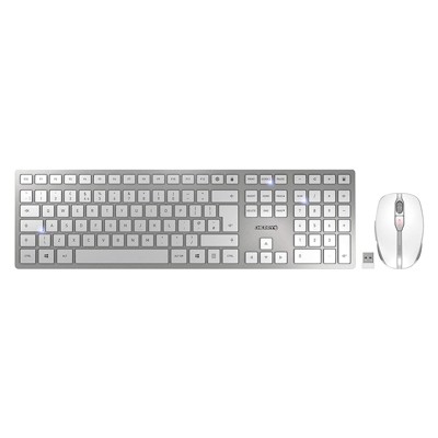 Cherry DW 9000 Wirlress Keyboard & Mouse Bundle with Euro Symbols Silver/White