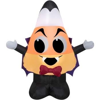 Gemmy Airblown Inflatable Candy Corn Vampire, 3.5 ft Tall, Orange