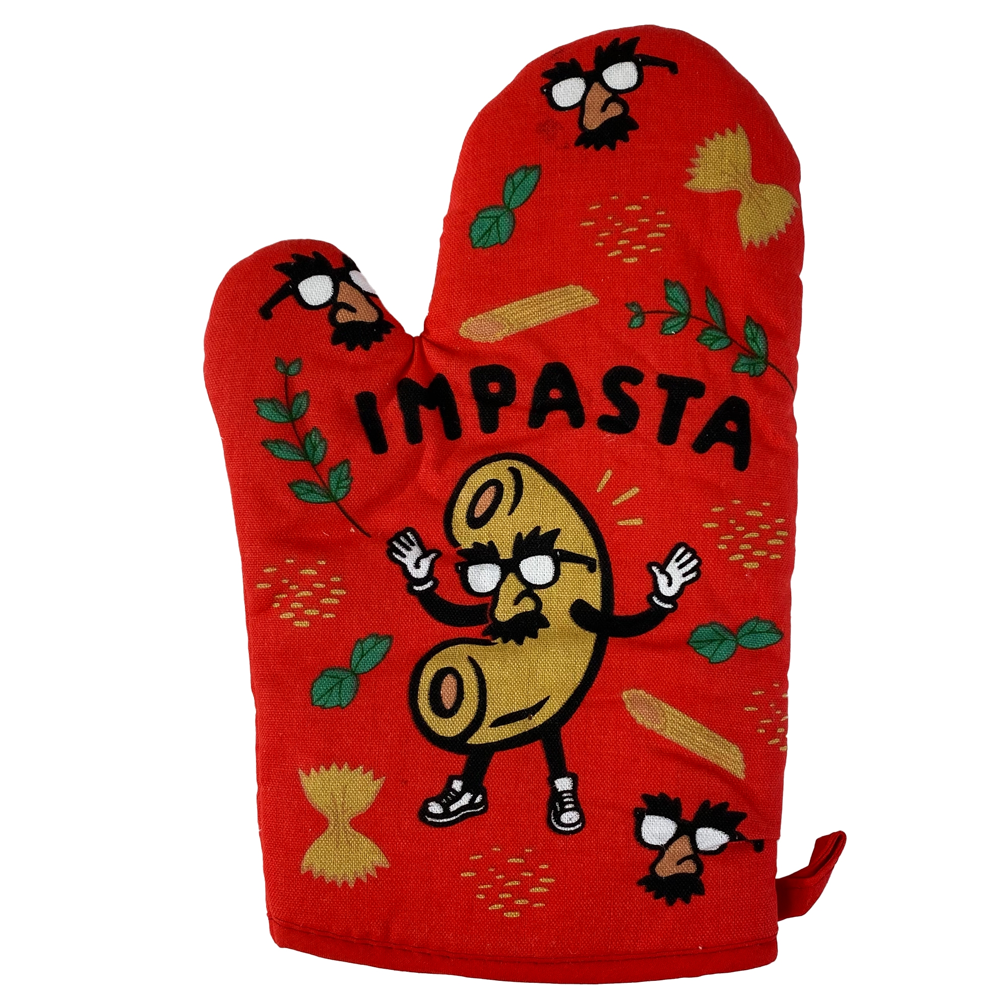 Impasta Oven Mitt Funny Noodle Disguise Imposter Hilarious Graphic Novelty Kitchen Glove - Crazy Dog Bakeware For Foodies Red Oven Mitt