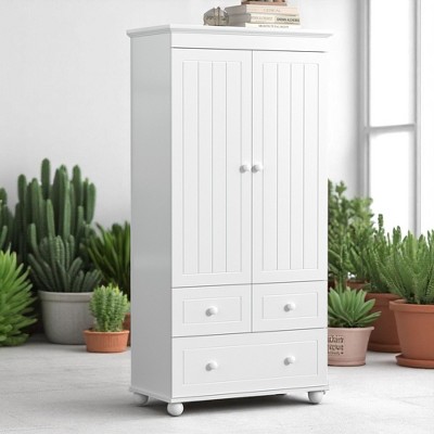 Tall Storage Cabinet with 3 Drawers and Adjustable Shelf, Freestanding Organizer for Bathroom, Office, or Kitchen, White