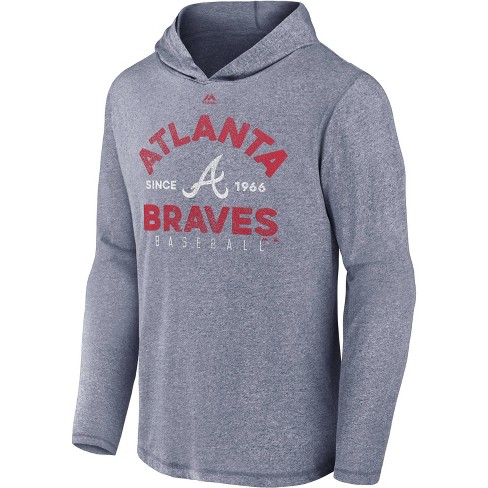 MLB Atlanta Braves Men's Lightweight Long Sleeve Hooded Sweatshirt - M