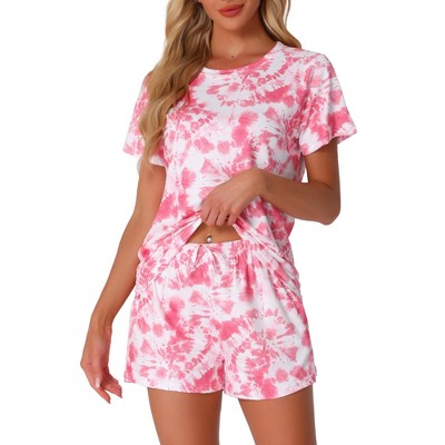 INSPIRE CHIC Womens Pajama Sets 2 Piece Lounge Set Short Sleeve Top and Shorts Soft Pj Set Loungewear Sets Comfy Sleep Sets