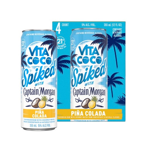Vita Coco Spiked With Captain Morgan Pina Colada - 4pk/12 Fl Oz Cans