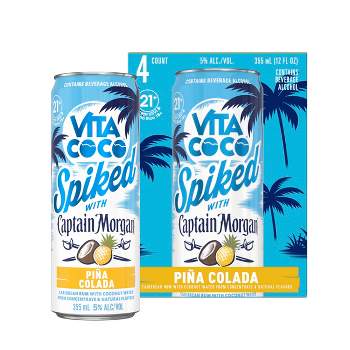 Vita Coco Spiked with Captain Morgan Pina Colada - 4pk/12 fl oz Cans