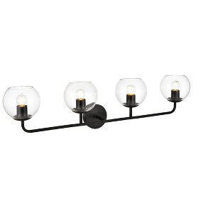 Elegant Lighting Genesis 4 light Black and Clear Bath Sconce - 1 of 4