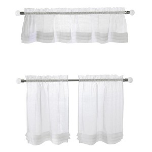 Habitat Cote D' Azure Sheer Rod Pocket 3 Piece Curtain Tiers and Valance Set 52" x 24" White - 1 of 4