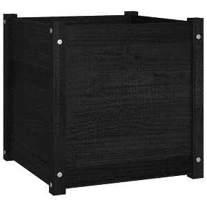 vidaXL Solid Pinewood Garden Planter - Weather-Resistant and Durable Outdoor Planter Box, Black, Square Shape, 19.7"x19.7"x19.7", Easy to Assemble - 1 of 4