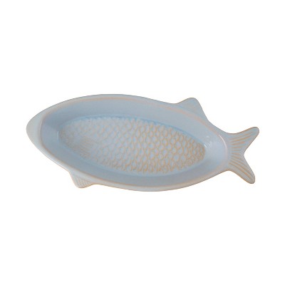 13.3" x 6" Ceramic Fish Casserole Baking Dish White - Thirstystone