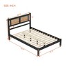 Queen/Full Size Wooden Platform Bed with Natural Rattan Headboard 4A -ModernLuxe - 4 of 4