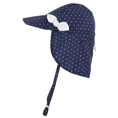 Hudson Baby Infant and Toddler Girl Sun Protection Hat, Navy Dot